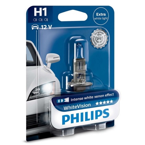 Автомобильная лампа Philips WHITE VISION 12258WHVB1 H1 P14,5s/55W/12V 3700K