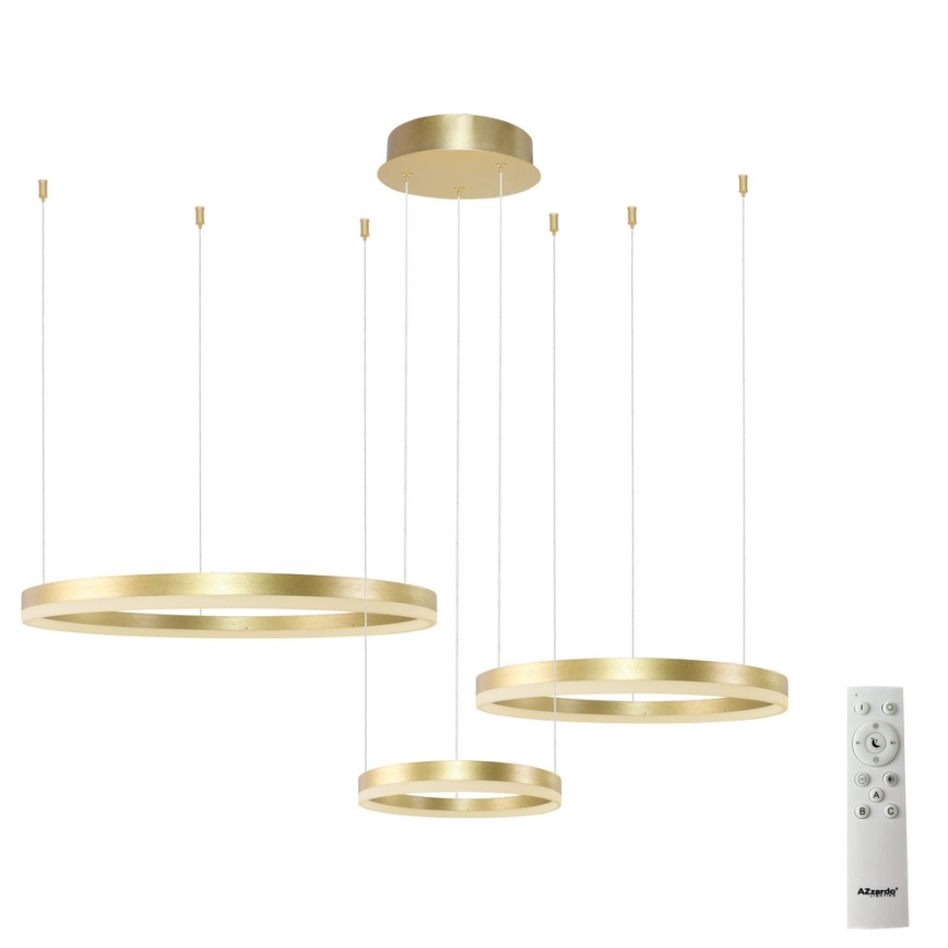 Azzardo AZ4973 - Светодиодная подвесная люстра с регулированием яркости HALO LED/120W/230V золотистый + дистанционное управление