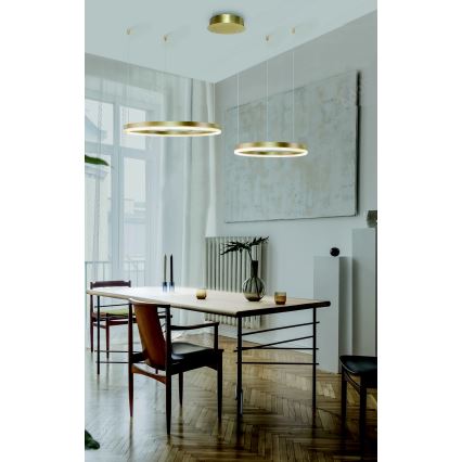 Azzardo AZ4979 - Світлодіодна підвісна люстра з регулюванням яскравості HALO LED/90W/230V золотий + пульт дистанційного керування