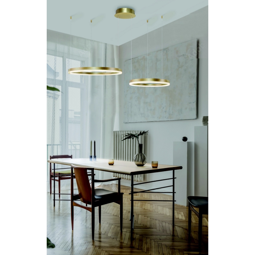 Azzardo AZ4979 - Світлодіодна підвісна люстра з регулюванням яскравості HALO LED/90W/230V золотий + пульт дистанційного керування