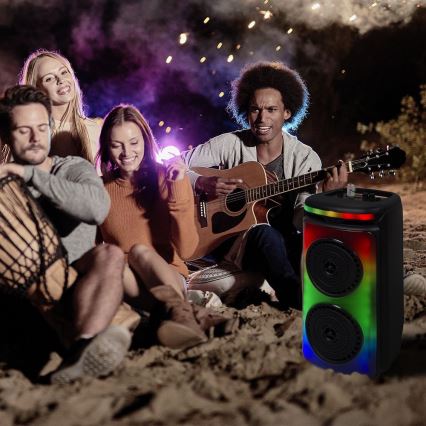 Акумуляторна колонка зі світлодіодним RGB-підсвічуванням з мікрофоном 400W/2400 mAh + пульт дистанційного керування