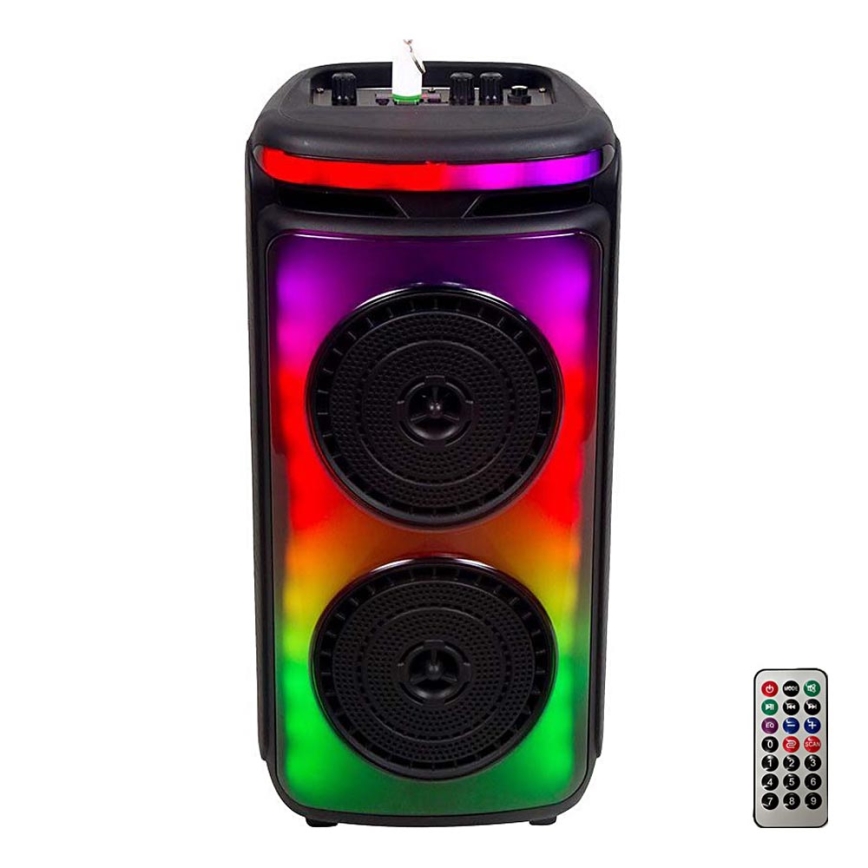 Акумуляторна колонка зі світлодіодним RGB-підсвічуванням з мікрофоном 400W/2400 mAh + пульт дистанційного керування