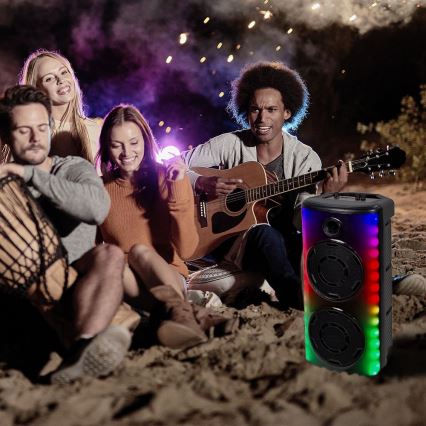 Акумуляторна колонка зі світлодіодним RGB-підсвічуванням з мікрофоном 600W/2400 mAh + пульт дистанційного керування