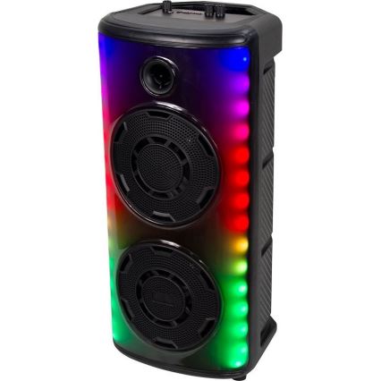Акумуляторна колонка зі світлодіодним RGB-підсвічуванням з мікрофоном 600W/2400 mAh + пульт дистанційного керування