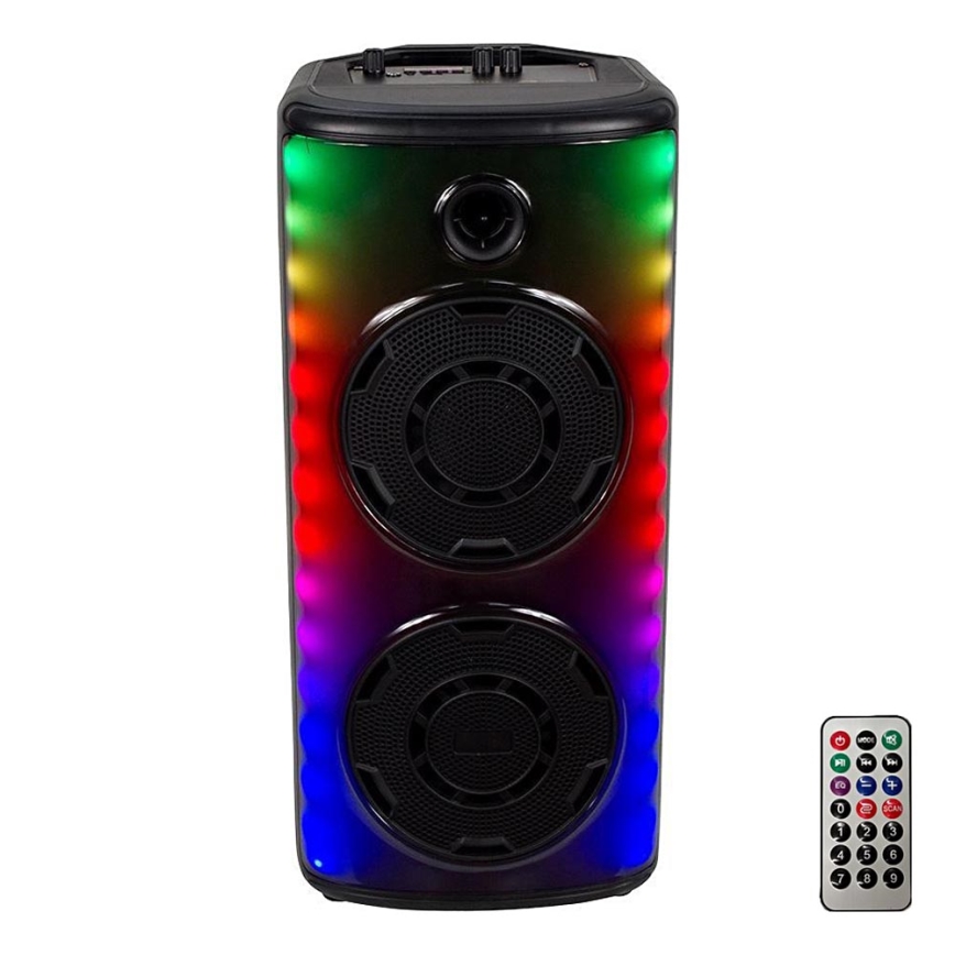 Акумуляторна колонка зі світлодіодним RGB-підсвічуванням з мікрофоном 600W/2400 mAh + пульт дистанційного керування