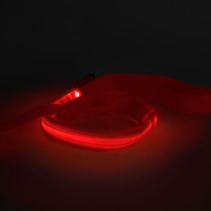 Акумуляторний LED повідок 120 см 2xCR2032/5V/40 mAh червоний