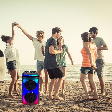 Аккумуляторная колонка со светодиодной RGB-подсветкой с микрофоном 400W/2400 mAh + дистанционное управление