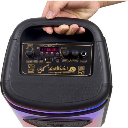 Аккумуляторная колонка со светодиодной RGB-подсветкой с микрофоном 400W/2400 mAh + дистанционное управление