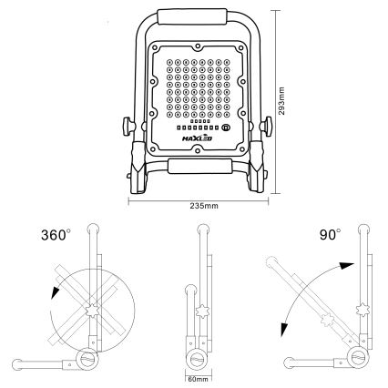 Светодиодный диммируемый аккумуляторный прожектор со штативом LED/50W/3,2V 4500K 5000 mAh IP65 оранжевый