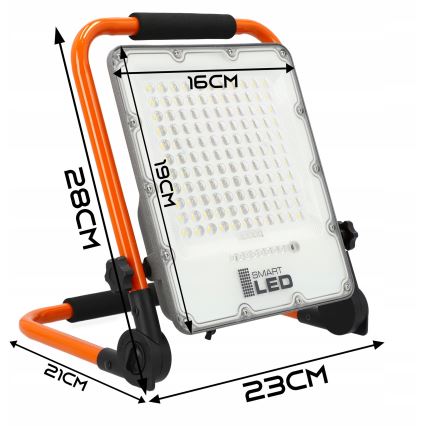 Аккумуляторный светодиодный прожектор со штативом, LED, 30 Вт, 3,2 В, 4500 К, 5000 мА·ч, IP65, оранжевый