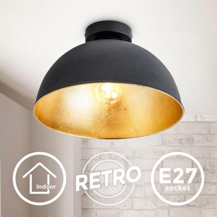 B.K. Licht 1322 - Потолочный светильник 1xE27/60W/230V черный/золотистый