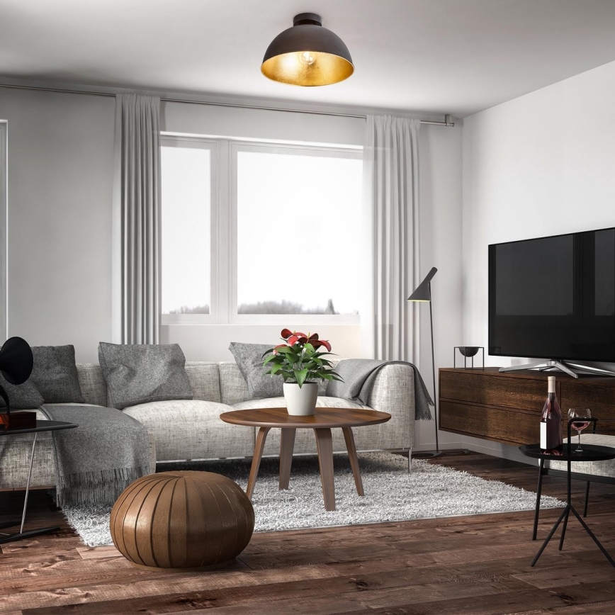 B.K. Licht 1322 - Потолочный светильник 1xE27/60W/230V черный/золотистый