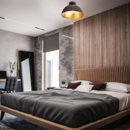 B.K. Licht 1322 - Стельовий світильник 1xE27/60W/230V чорний/золотий