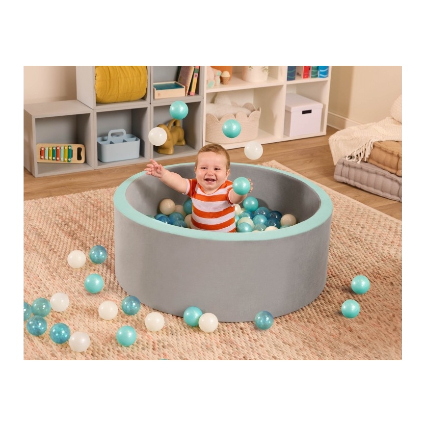 B-Toys - Дитячий сухий басейн із кульками діаметр 89 cm сірий/бірюзовий