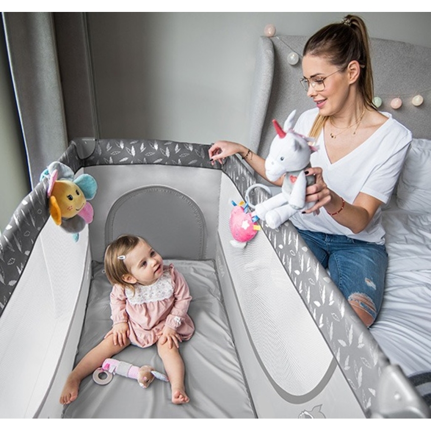 BabyOno - Дитяче ліжечко-манеж BASIC сірий