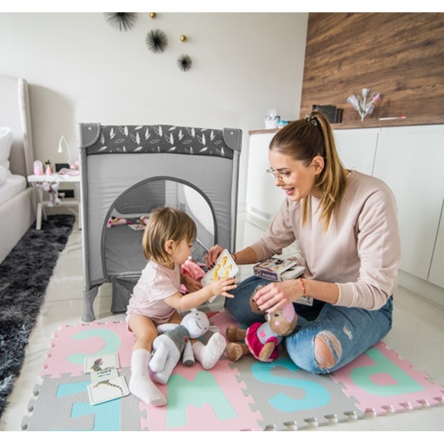 BabyOno - Дитяче ліжечко-манеж BASIC сірий