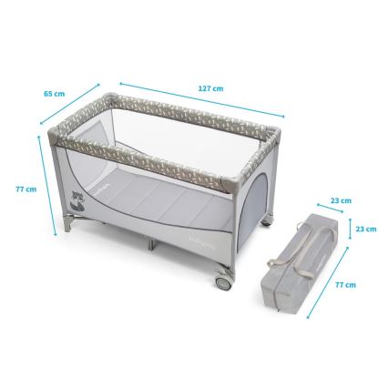 BabyOno - Дорожная кроватка BASIC серый