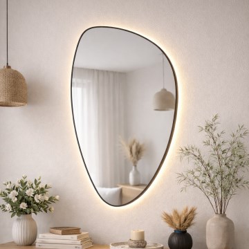 Baltica Design - настінне LED-дзеркало для ванної кімнати з підсвіткою STONE FLUID LED/15W/230V 2700K 92x55 cm IP65 чорне
