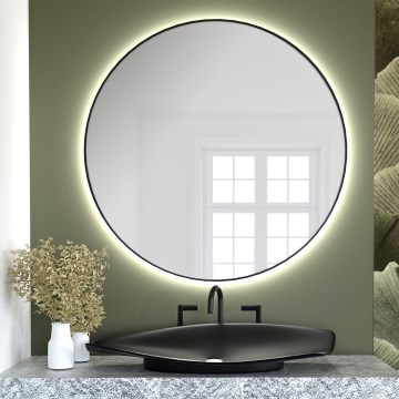 Baltica Design - Светодиодное настенное зеркало для ванной с подсветкой BRIGHT LED/15W/230V 3000K Ø 90 см IP65 черное