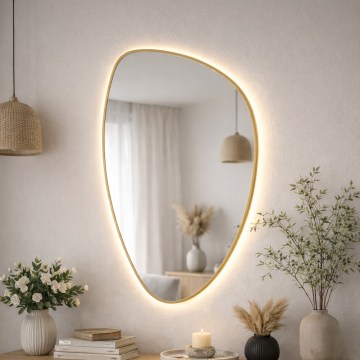 Baltica Design - Світлодіодне настінне дзеркало для ванної з підсвічуванням STONE FLUID LED/15W/230V 2700K 92x55 cm IP65 золоте