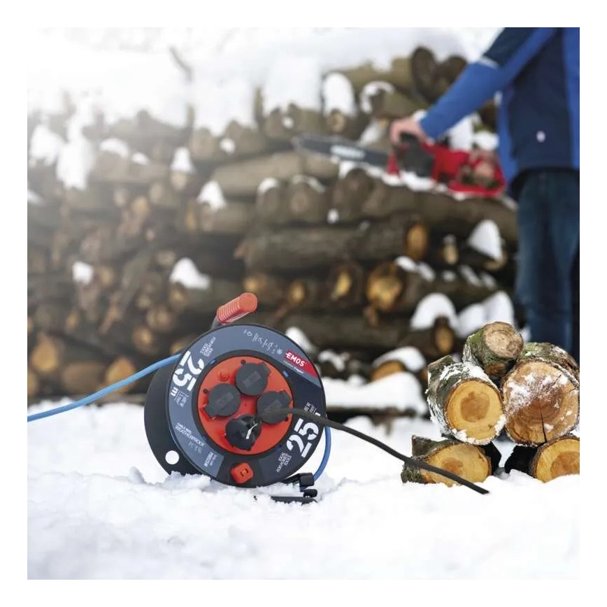 Барабанний подовжувач з 4 розетками 25м силікон IP44