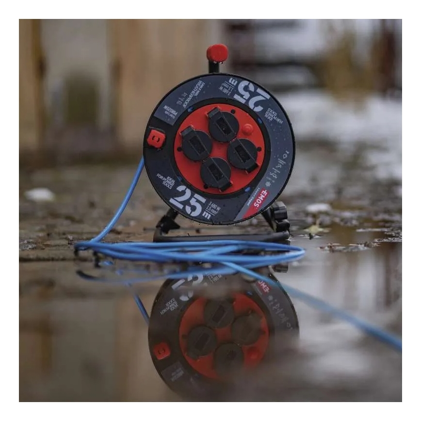 Барабанний подовжувач з 4 розетками 25м силікон IP44