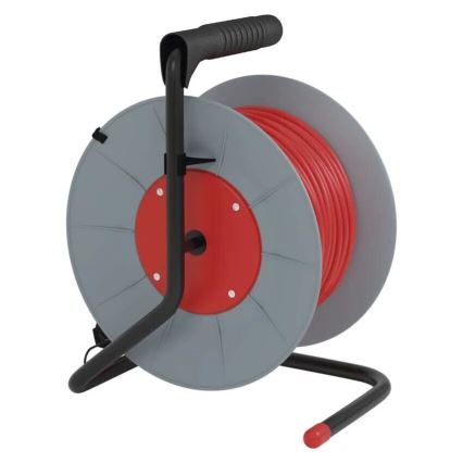 Барабанний подовжувач з 4 розетками 25м сірий/червоний