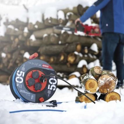 Барабанний подовжувач з 4 розетками 50м силікон IP44