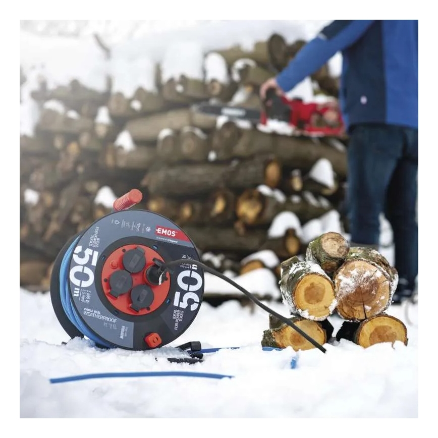 Барабанний подовжувач з 4 розетками 50м силікон IP44