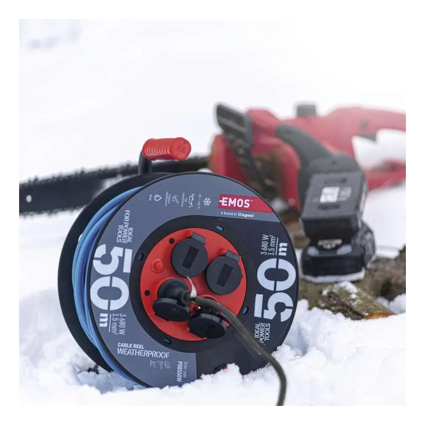 Барабанний подовжувач з 4 розетками 50м силікон IP44