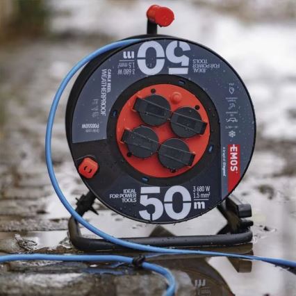 Барабанний подовжувач з 4 розетками 50м силікон IP44