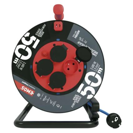 Барабанний подовжувач з 4 розетками 50м силікон IP44