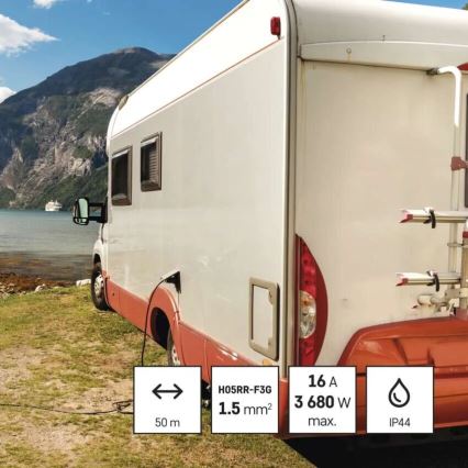 Барабанный удлинитель с 4 розетками 50 м красный IP44
