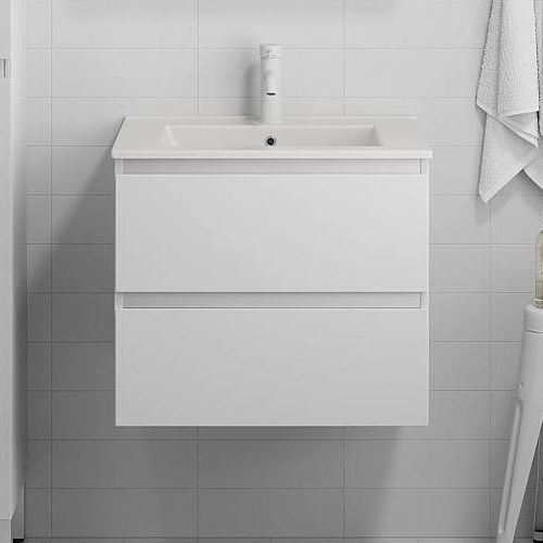 BATH DELUXE 03-060-63-01-01 - Шафа для ванної кімнати з умивальником KENWOOD 61 см матовий білий