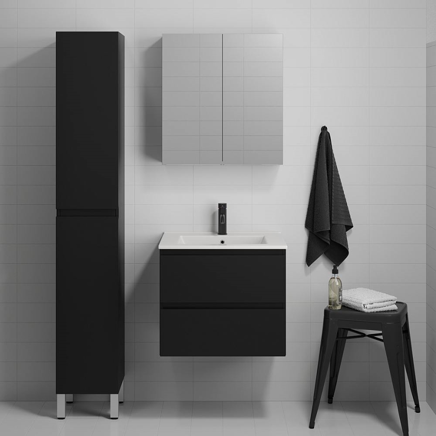 BATH DELUXE 03-060-63-02-01 - Шафа для ванної кімнати з умивальником KENWOOD 61 см матовий чорний