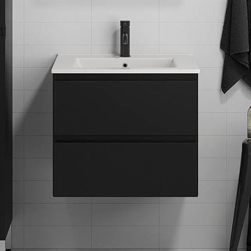 BATH DELUXE 03-060-63-02-01 - Шафа для ванної кімнати з умивальником KENWOOD 61 см матовий чорний