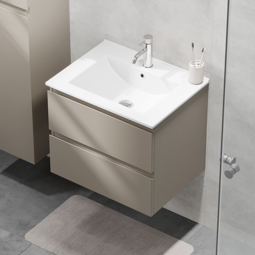 BATH DELUXE 03-060-63-29-01 - Шафа для ванної кімнати з умивальником KENWOOD 61 см бордовий