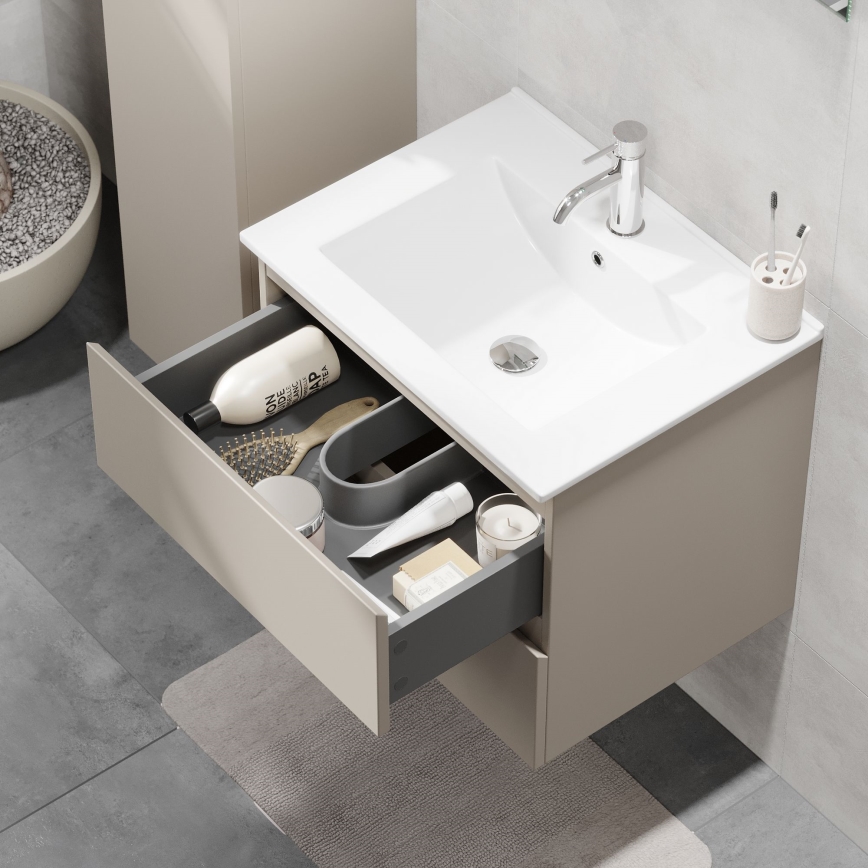 BATH DELUXE 03-060-63-29-01 - Шафа для ванної кімнати з умивальником KENWOOD 61 см бордовий