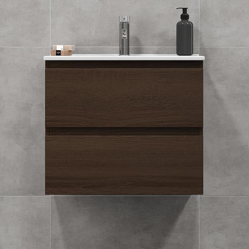 BATH DELUXE 03-060-64-84-01 - Шафа для ванної кімнати з умивальником KENWOOD 61 см волоський горіх