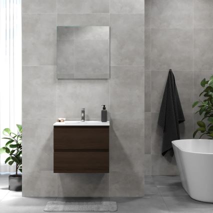 BATH DELUXE 03-060-64-84-01 - Шафа для ванної кімнати з умивальником KENWOOD 61 см волоський горіх