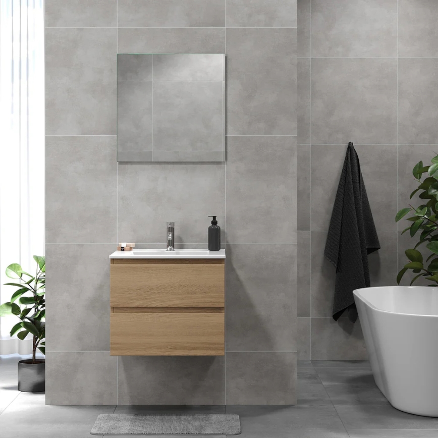 BATH DELUXE 03-060-64-86-01 - Шафа для ванної кімнати з умивальником KENWOOD 61 см дуб