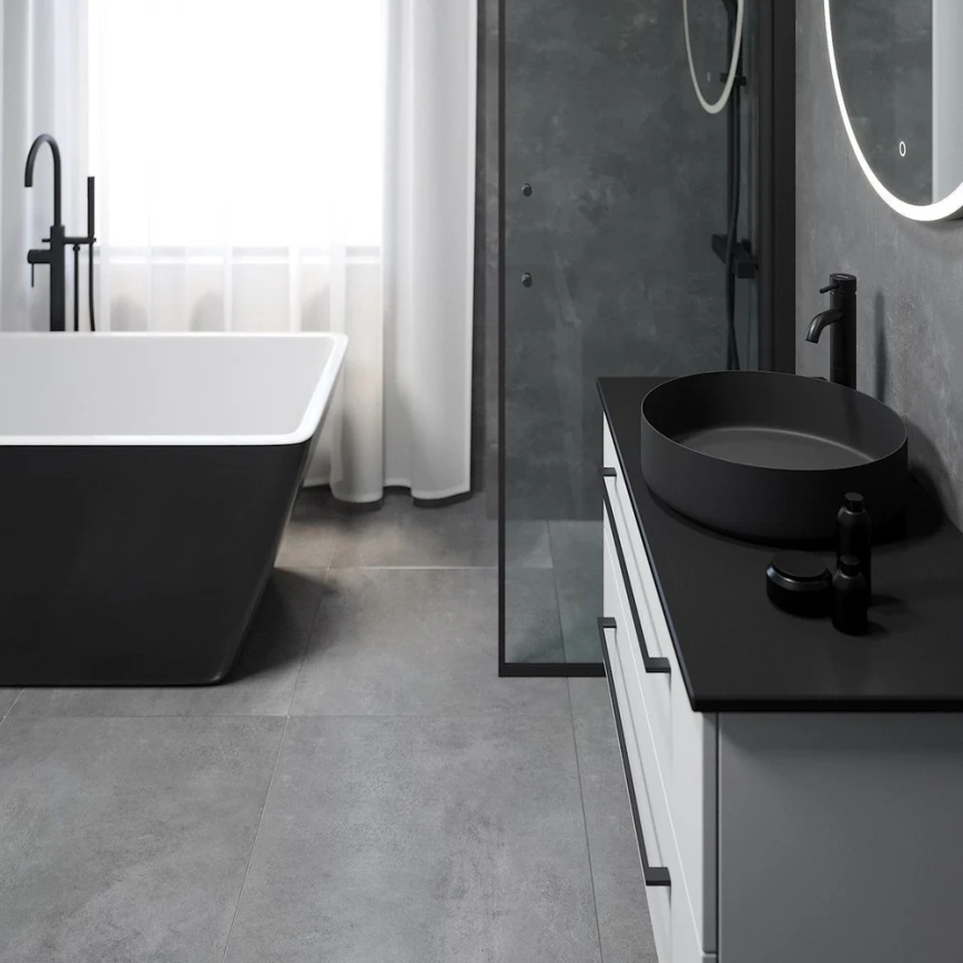 BATH DELUXE 06-040-16-02-00 - Накладний умивальник на стільницю LJORDAL, діаметр 40 см, нержавіюча сталь/матовий чорний