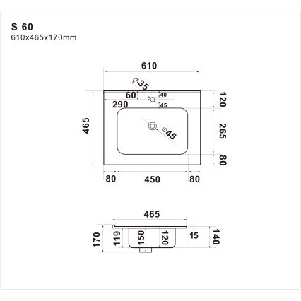 BATH DELUXE 06-060-27-02-00 - Встраиваемая раковина LILLESNAD 61x46 см керамика/чёрная