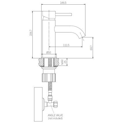 BATH DELUXE 28-005-03-72-00 - Смеситель для умывальника ANHOLT 15,6 см черный/латунь