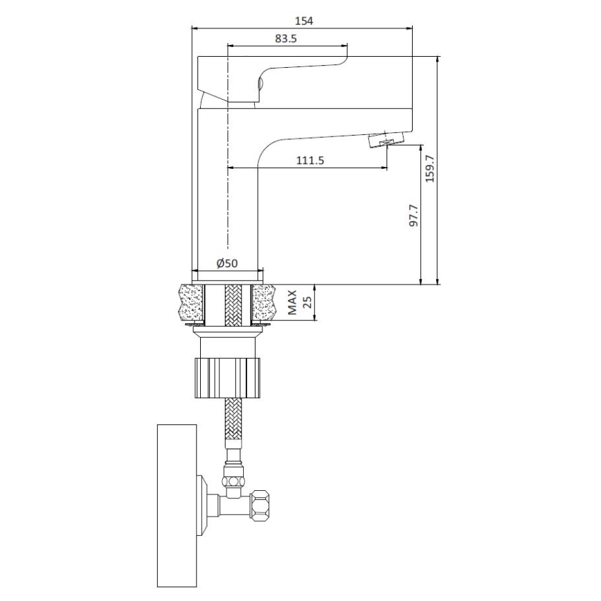 BATH DELUXE 28-005-04-02-04 - Змішувач для умивальника NAESBY 15,9 см матовий чорний