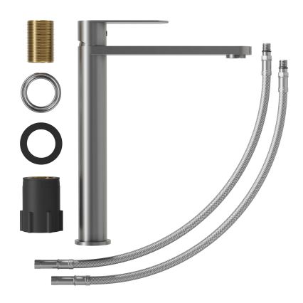 BATH DELUXE 28-027-02-73-02 - Змішувач для умивальника TARNBY 27,3 см порошковий сірий