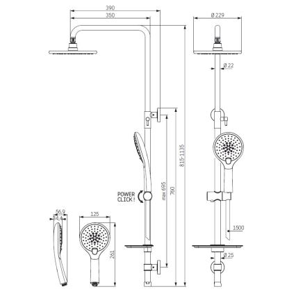 BATH DELUXE 31-120-02-02-00 - Душовий набір MARTOFTE матовий чорний