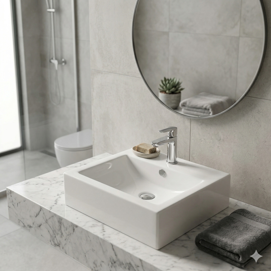Bathco 0010 - Накладна раковина BOLONIA 51x45,5 см, фарфор/білий
