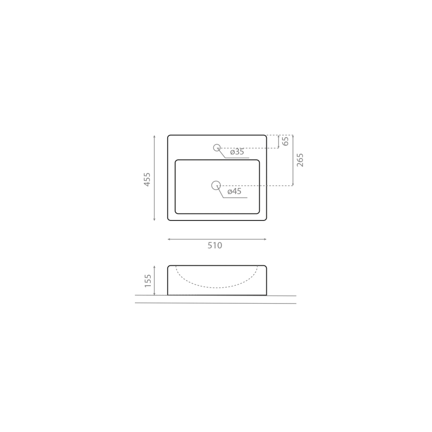 Bathco 0010 - Накладная раковина BOLONIA 51x45,5 см фарфор/белая