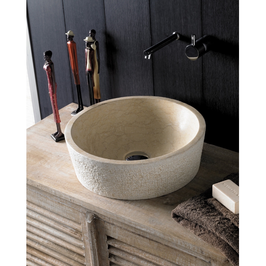 Bathco 00307 - Накладний умивальник DUAL, діаметр 40,5 см, камінь/бежевий
